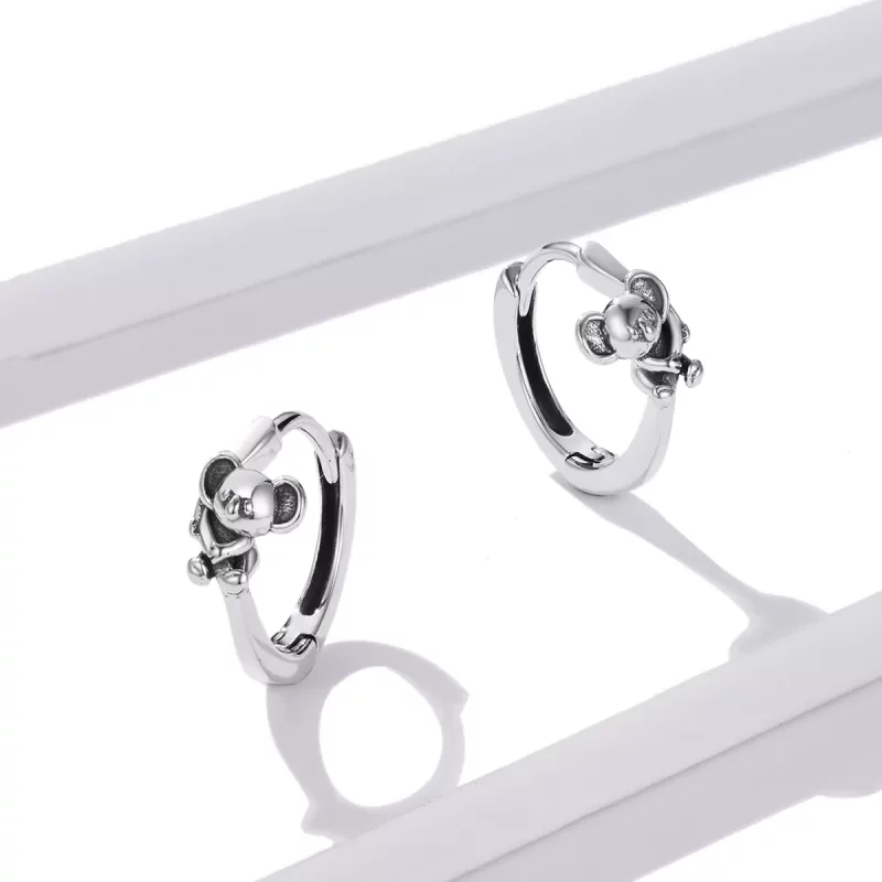 (imagen para) Aretes de argolla estilo Pandora con Koalas tiernos - BSE507 - Ver 4
