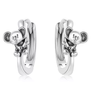 Aretes de argolla estilo Pandora con Koalas tiernos - BSE507 (imagen para) Aretes de argolla estilo Pandora con Koalas tiernos - BSE507