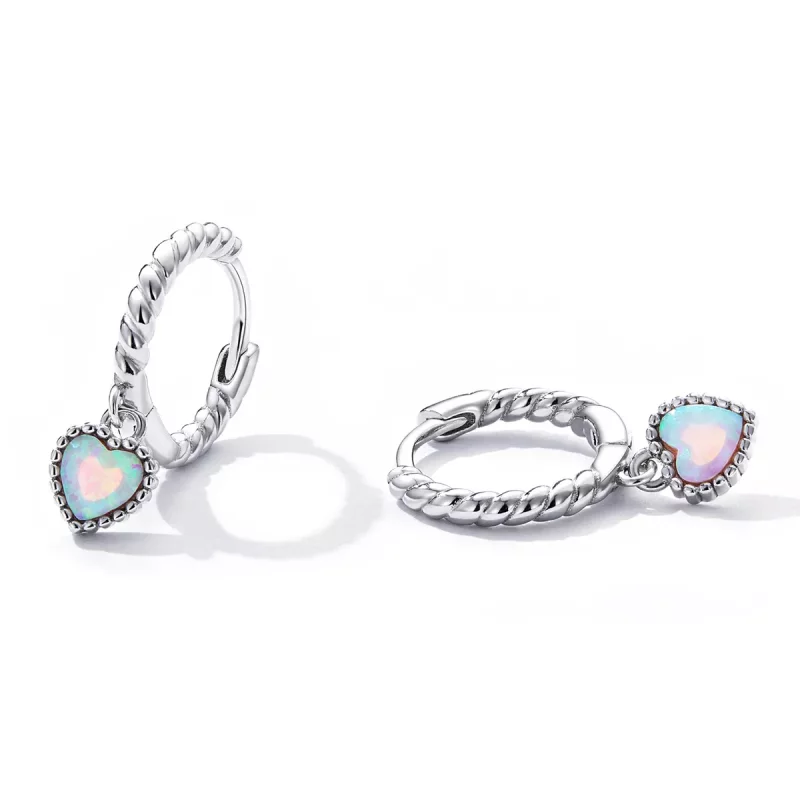 (imagen para) Aretes de argolla estilo Pandora con ópalo de amor - SCE1385 - Ver 2