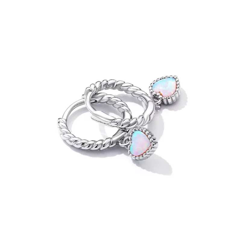 (imagen para) Aretes de argolla estilo Pandora con ópalo de amor - SCE1385 - Ver 3