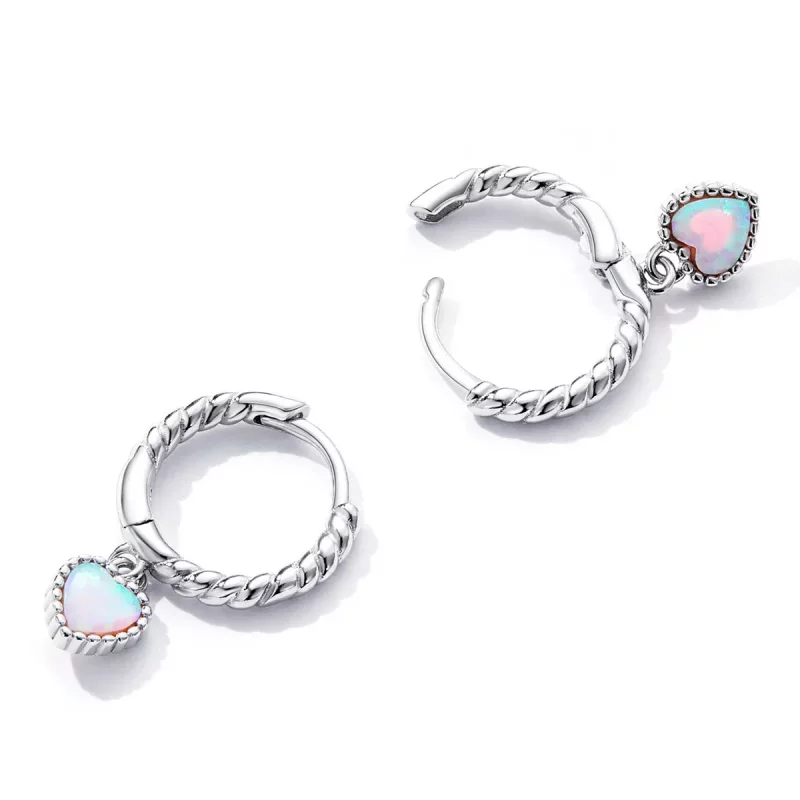 (imagen para) Aretes de argolla estilo Pandora con ópalo de amor - SCE1385 - Ver 4