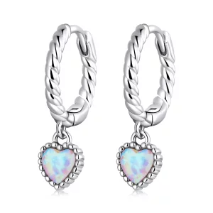Aretes de argolla estilo Pandora con ópalo de amor - SCE1385 (imagen para) Aretes de argolla estilo Pandora con ópalo de amor - SCE1385