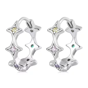 (imagen para) Aretes de argolla estilo Pandora para hombres con estrella - SCE1389
