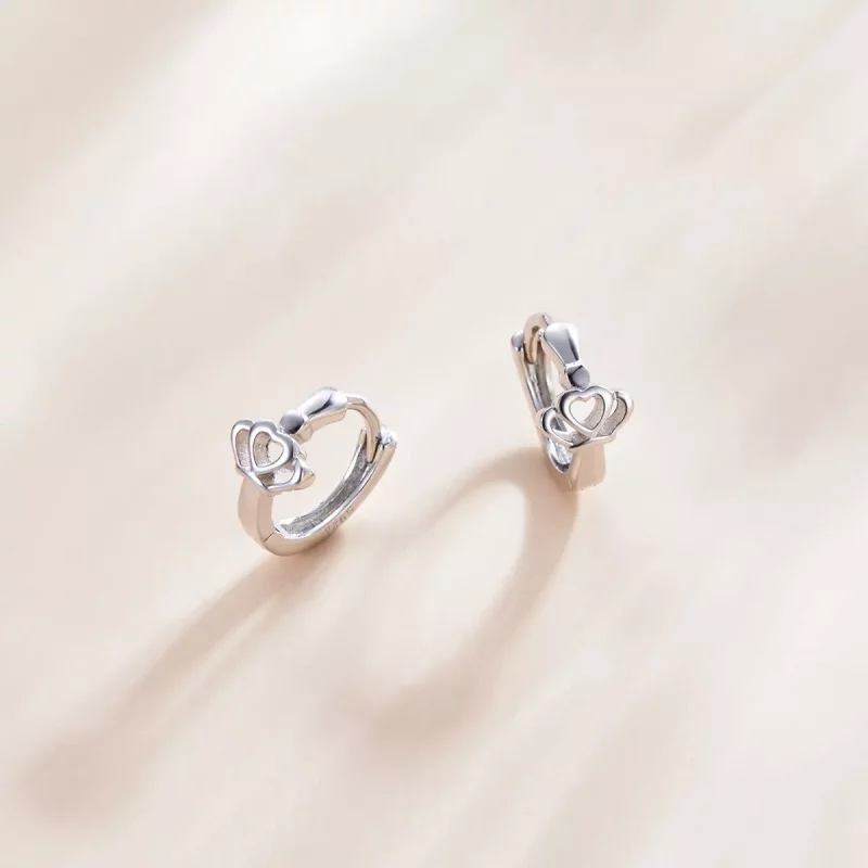 (imagen para) Aretes de Aro con Corona al estilo Pandora - SCE1040 - Ver 2