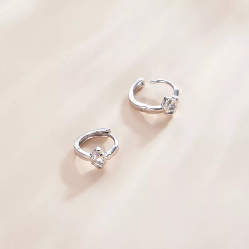 (imagen para) Aretes de Aro con Corona al estilo Pandora - SCE1040 - Ver 3