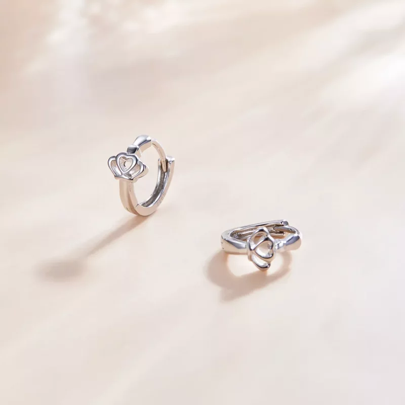 (imagen para) Aretes de Aro con Corona al estilo Pandora - SCE1040 - Ver 4
