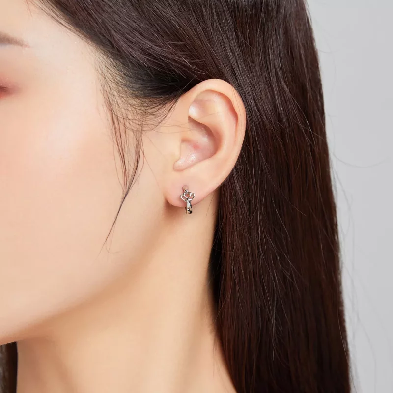 (imagen para) Aretes de Aro con Corona al estilo Pandora - SCE1040 - Ver 5