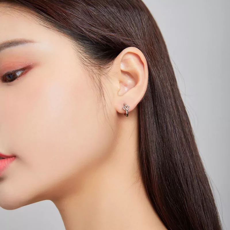 (imagen para) Aretes de Aro con Corona al estilo Pandora - SCE1040 - Ver 6
