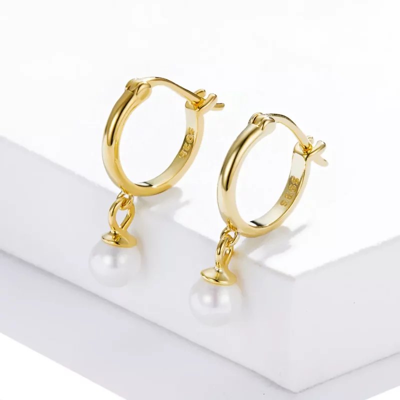 (imagen para) Aretes de aro con cuentas estilo Pandora Shell - SCE1257 - Ver 2