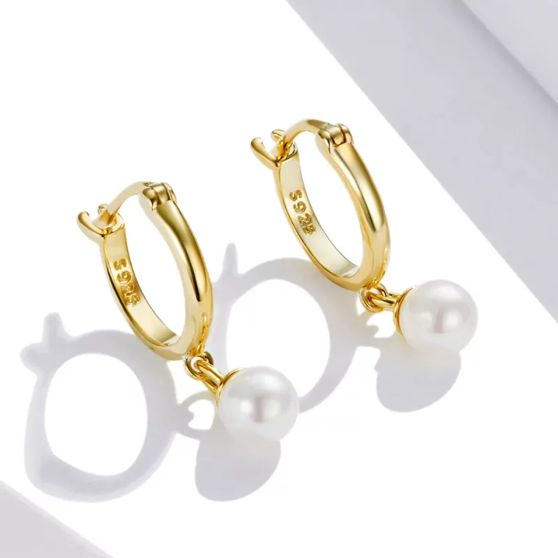 (imagen para) Aretes de aro con cuentas estilo Pandora Shell - SCE1257 - Ver 3