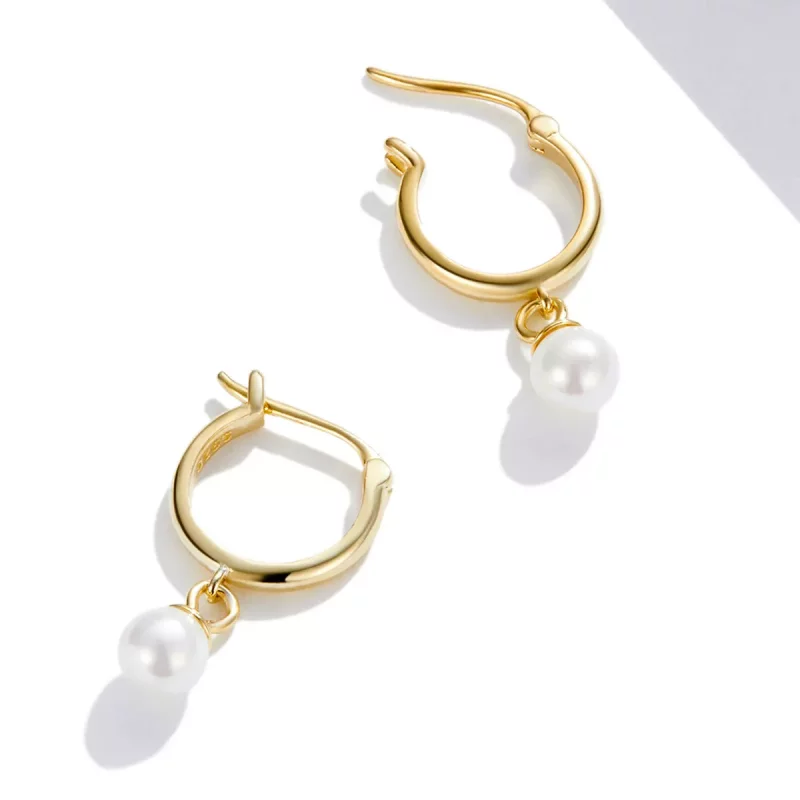 (imagen para) Aretes de aro con cuentas estilo Pandora Shell - SCE1257 - Ver 4