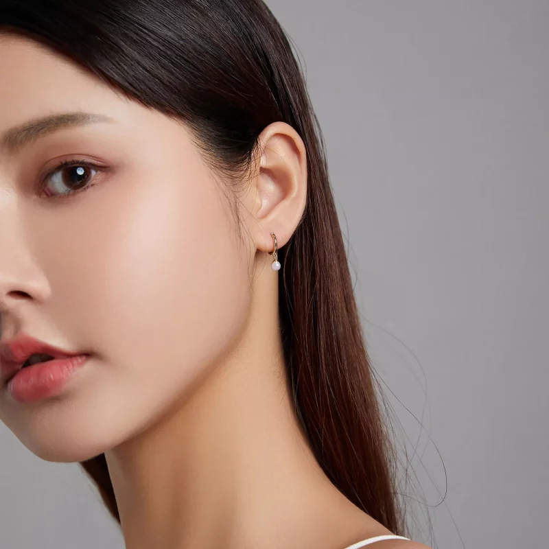 (imagen para) Aretes de aro con cuentas estilo Pandora Shell - SCE1257 - Ver 7