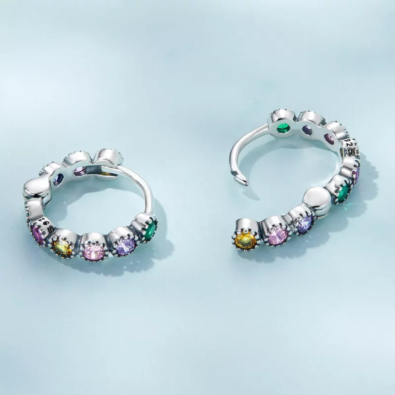 (imagen para) Aretes de Aro con Piedras de Colores Estilo Pandora - SCE1494 - Ver 4