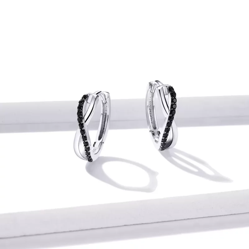 (imagen para) Aretes de aro con símbolo de infinito estilo Pandora - BSE399 - Ver 2