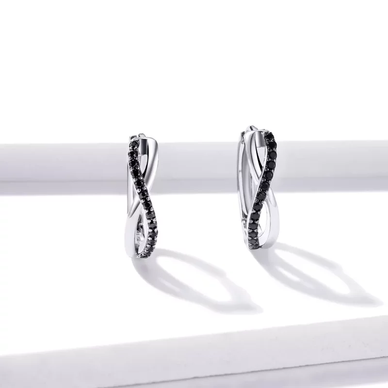 (imagen para) Aretes de aro con símbolo de infinito estilo Pandora - BSE399 - Ver 3