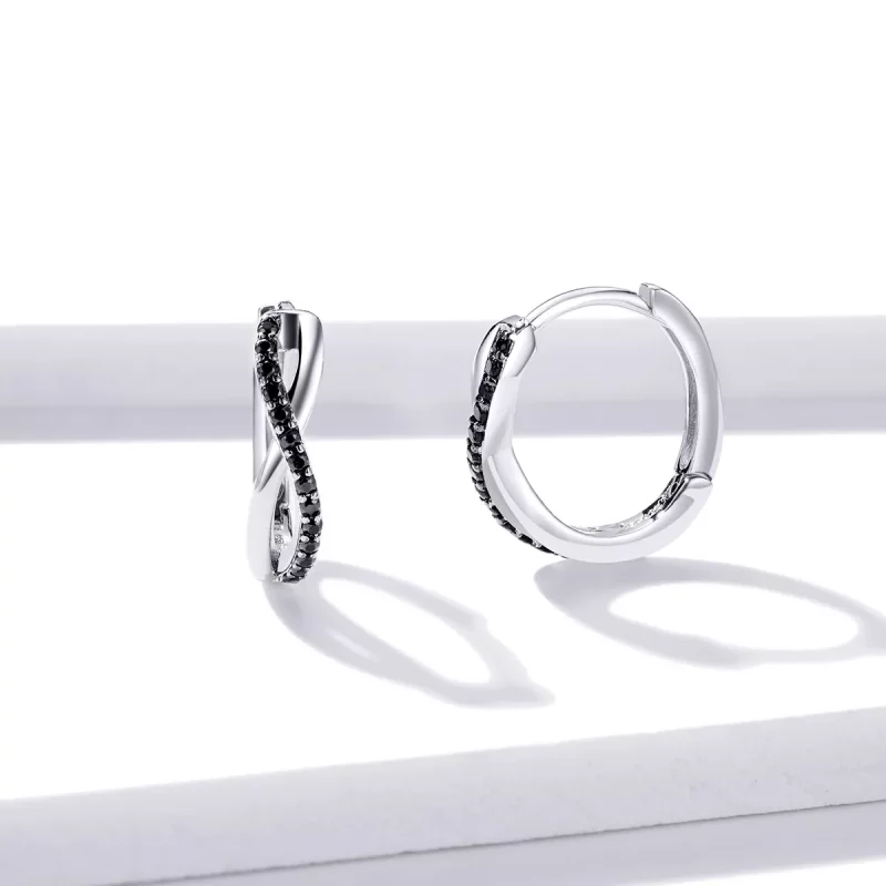 (imagen para) Aretes de aro con símbolo de infinito estilo Pandora - BSE399 - Ver 4