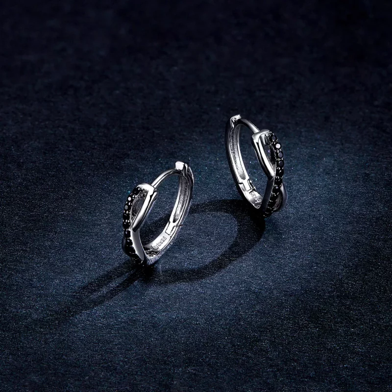 (imagen para) Aretes de aro con símbolo de infinito estilo Pandora - BSE399 - Ver 5