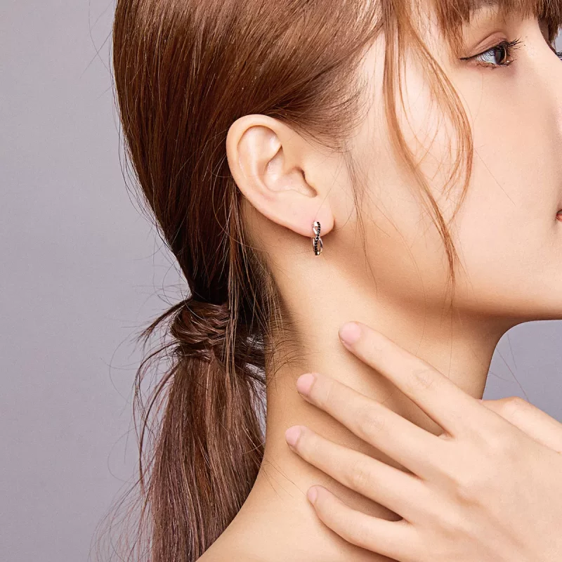 (imagen para) Aretes de aro con símbolo de infinito estilo Pandora - BSE399 - Ver 6