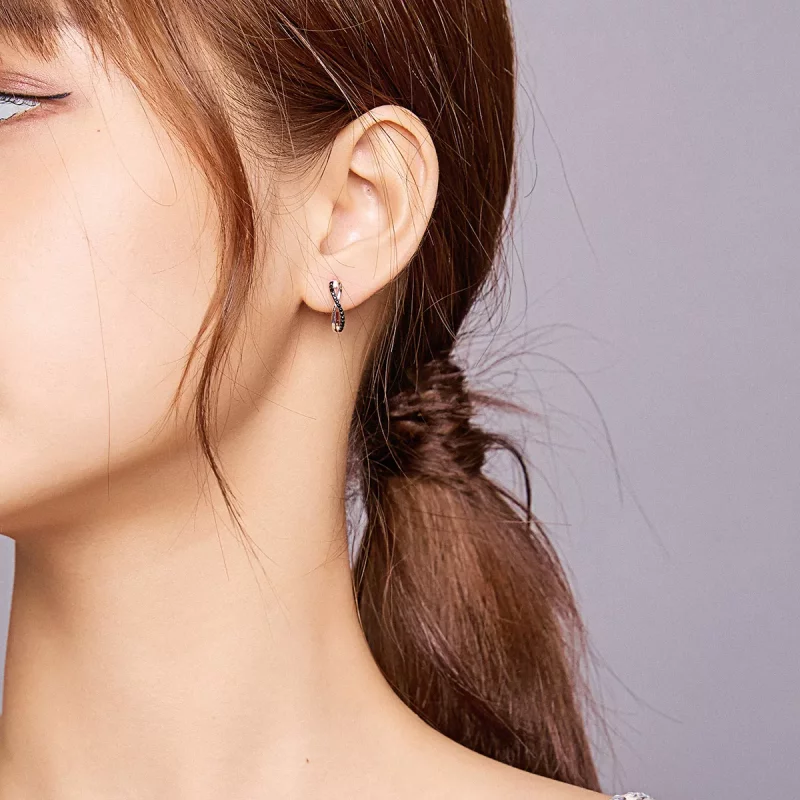 (imagen para) Aretes de aro con símbolo de infinito estilo Pandora - BSE399 - Ver 7