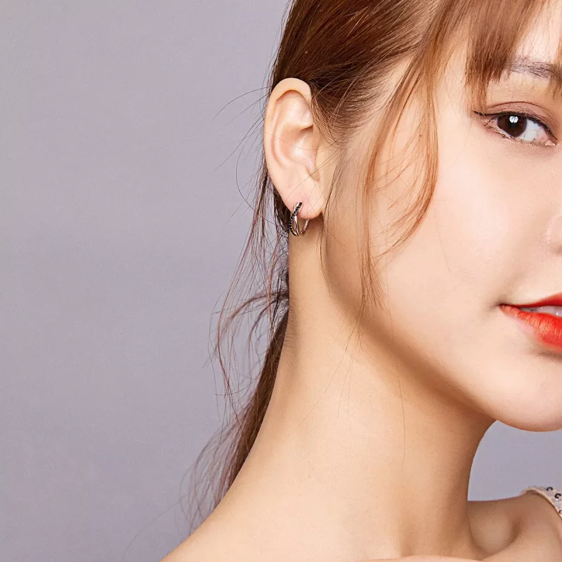 (imagen para) Aretes de aro con símbolo de infinito estilo Pandora - BSE399 - Ver 8