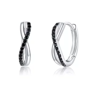 Aretes de aro con símbolo de infinito estilo Pandora - BSE399 (imagen para) Aretes de aro con símbolo de infinito estilo Pandora - BSE399