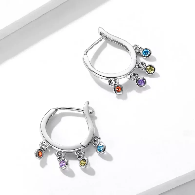 (imagen para) Aretes de aro de campanilla a mano, estilo Pandora, coloridos - BSE554 - Ver 2