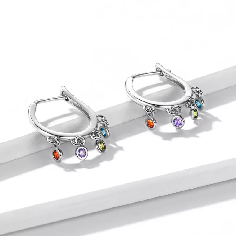 (imagen para) Aretes de aro de campanilla a mano, estilo Pandora, coloridos - BSE554 - Ver 3