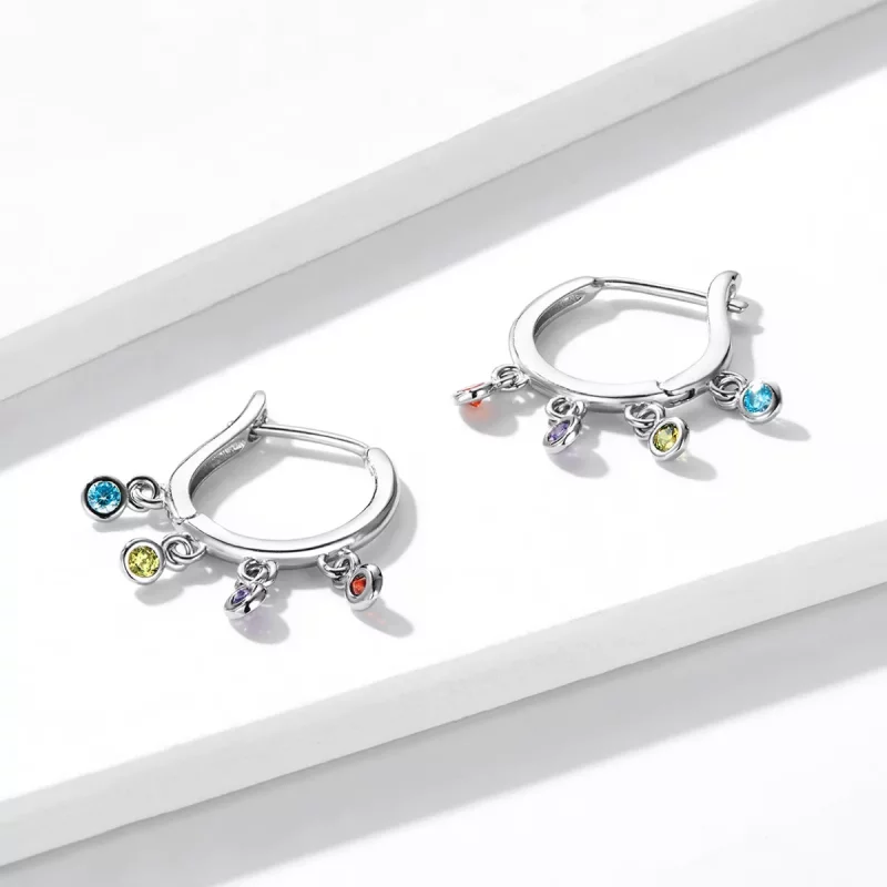 (imagen para) Aretes de aro de campanilla a mano, estilo Pandora, coloridos - BSE554 - Ver 4