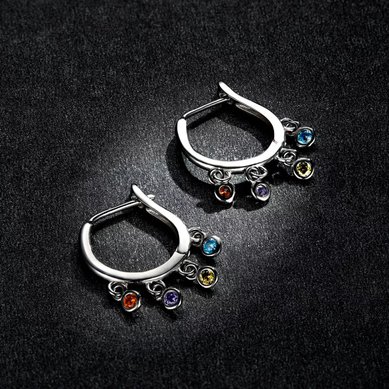 (imagen para) Aretes de aro de campanilla a mano, estilo Pandora, coloridos - BSE554 - Ver 5