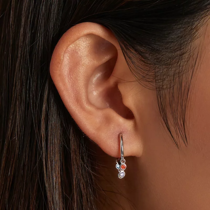 (imagen para) Aretes de aro de campanilla a mano, estilo Pandora, coloridos - BSE554 - Ver 7