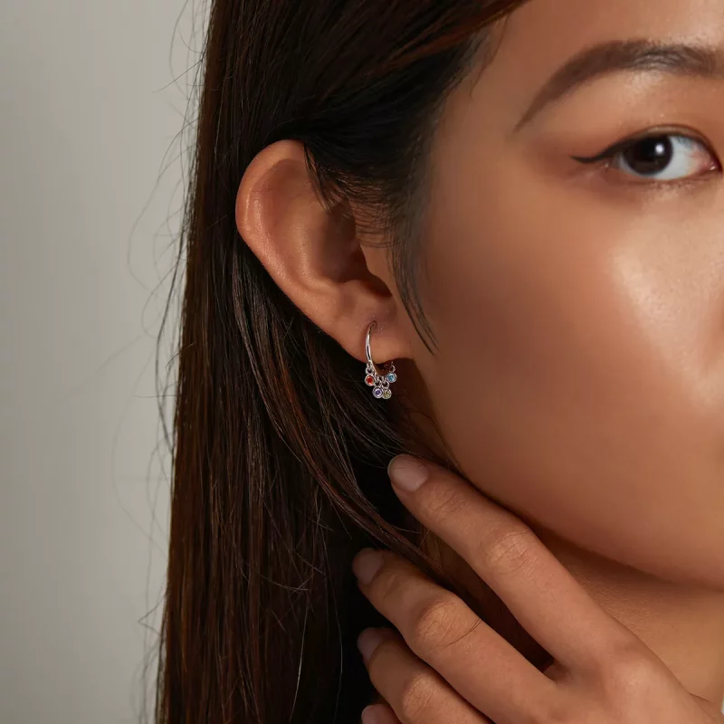 (imagen para) Aretes de aro de campanilla a mano, estilo Pandora, coloridos - BSE554 - Ver 8