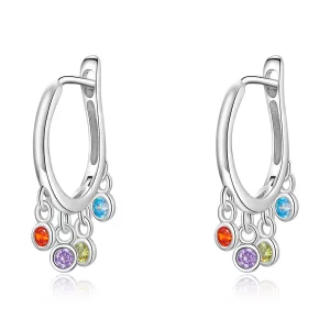 (imagen para) Aretes de aro de campanilla a mano, estilo Pandora, coloridos - BSE554