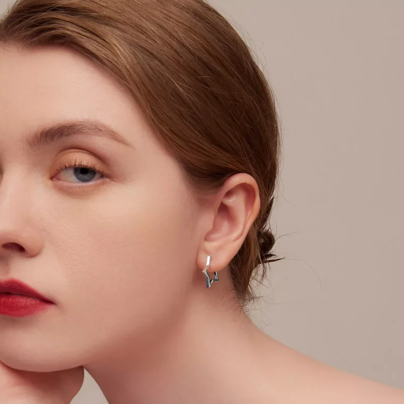 (imagen para) Aretes de aro en forma de estrella estilo Pandora - SCE1136 - Ver 3