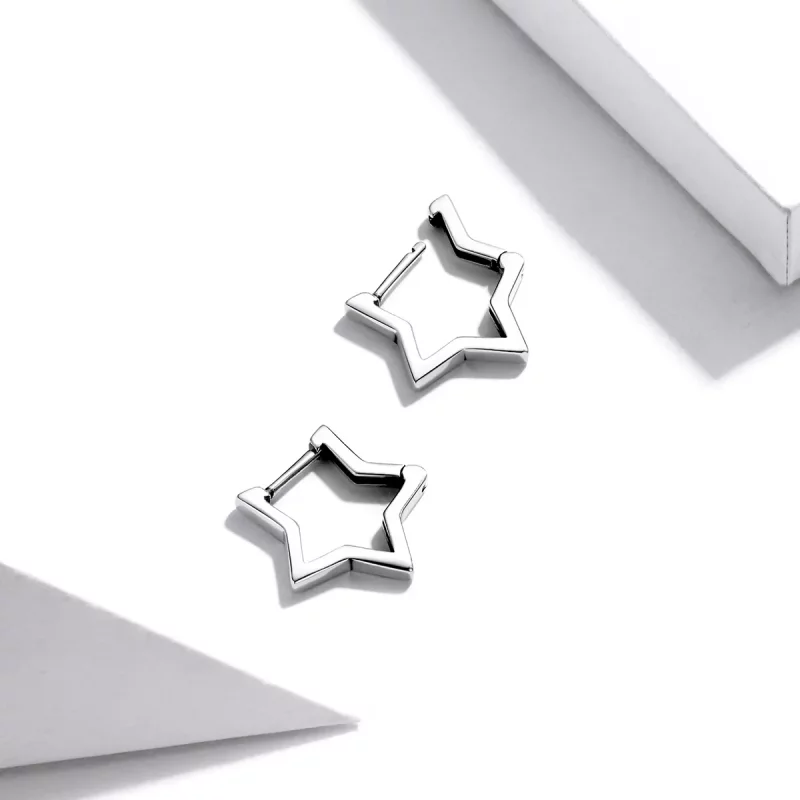 (imagen para) Aretes de aro en forma de estrella estilo Pandora - SCE1136 - Ver 2