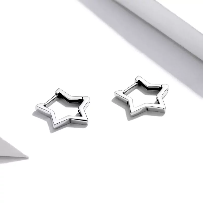 (imagen para) Aretes de aro en forma de estrella estilo Pandora - SCE1136 - Ver 4