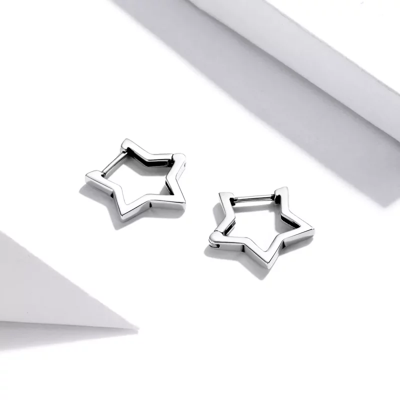 (imagen para) Aretes de aro en forma de estrella estilo Pandora - SCE1136 - Ver 5