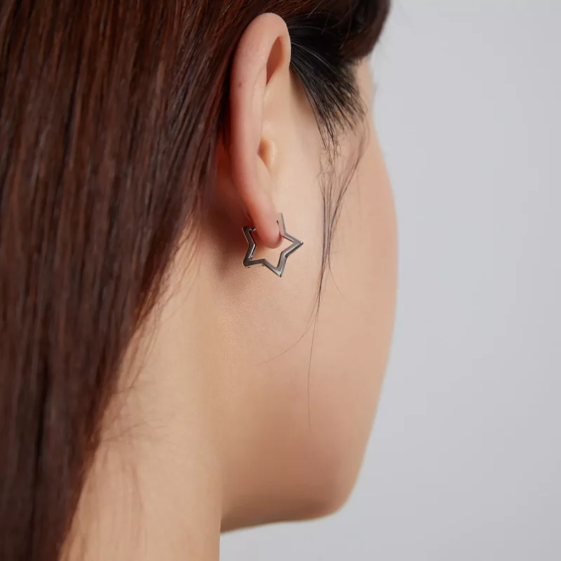 (imagen para) Aretes de aro en forma de estrella estilo Pandora - SCE1136 - Ver 6