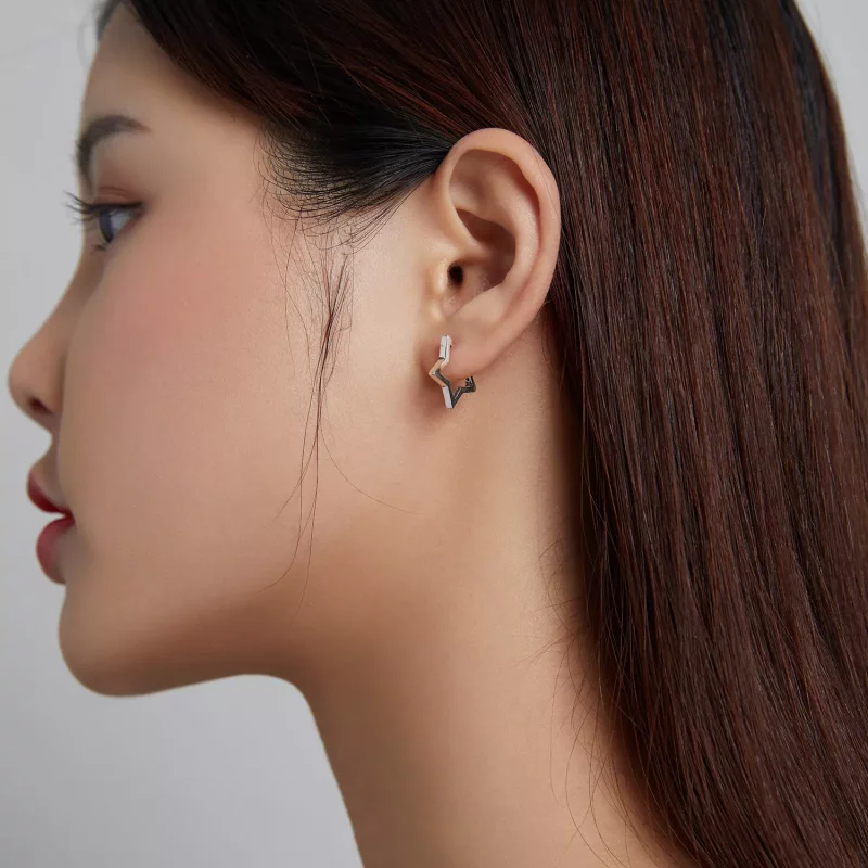 (imagen para) Aretes de aro en forma de estrella estilo Pandora - SCE1136 - Ver 8