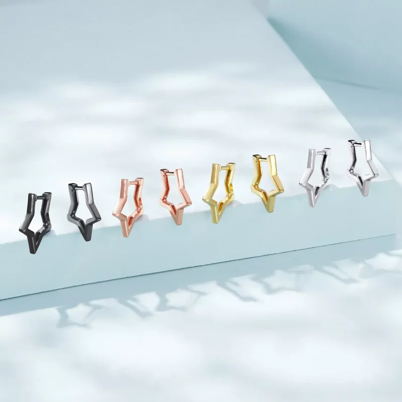 (imagen para) Aretes de aro en forma de estrella estilo Pandora - SCE1136 - Ver 10