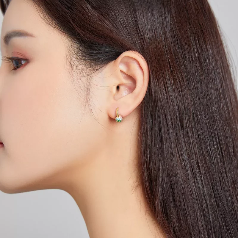 (imagen para) Aretes de aro estilo Pandora con bola arcoíris - SCE1100 - Ver 4
