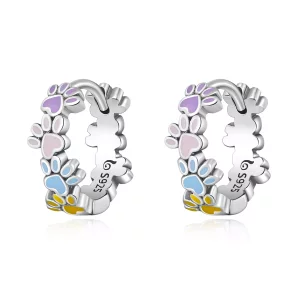 Aretes de aro estilo Pandora con garras coloridas - BSE580 (imagen para) Aretes de aro estilo Pandora con garras coloridas - BSE580