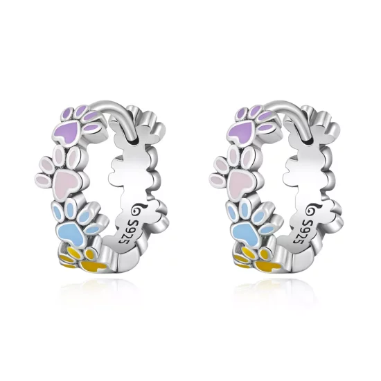 (imagen para) Aretes de aro estilo Pandora con garras coloridas - BSE580