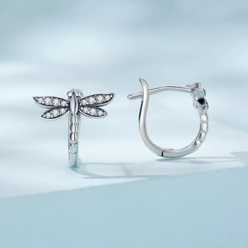(imagen para) Aretes de aro estilo Pandora con libélulas - SCE1511 - Ver 2