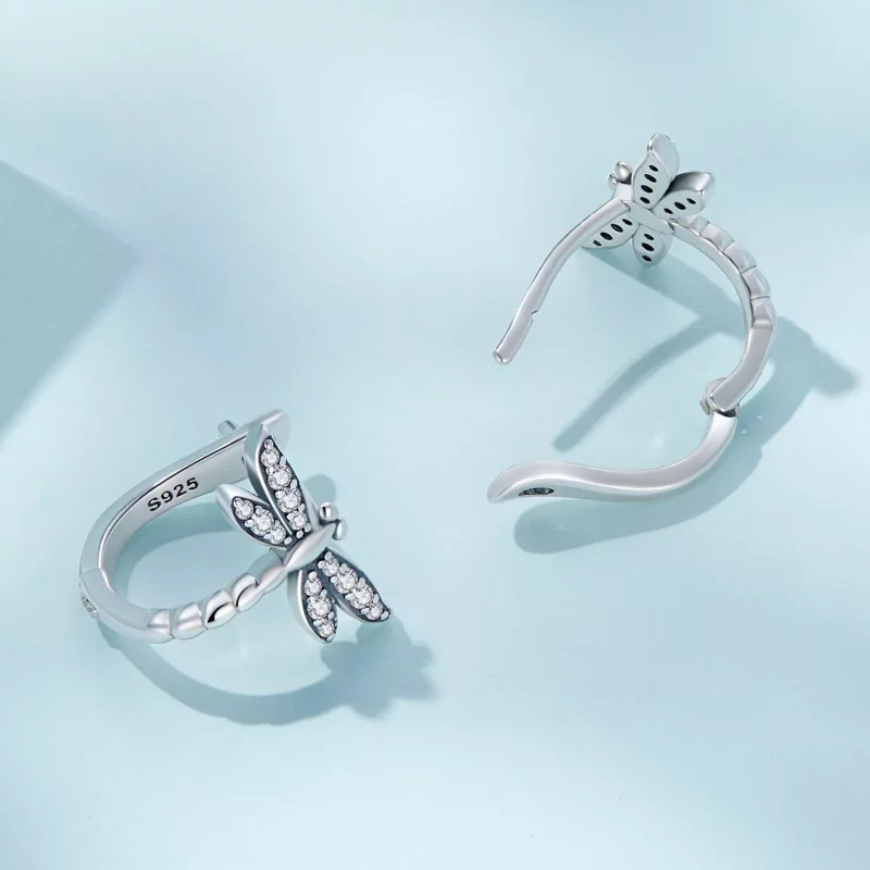 (imagen para) Aretes de aro estilo Pandora con libélulas - SCE1511 - Ver 4