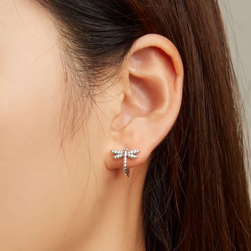(imagen para) Aretes de aro estilo Pandora con libélulas - SCE1511 - Ver 5