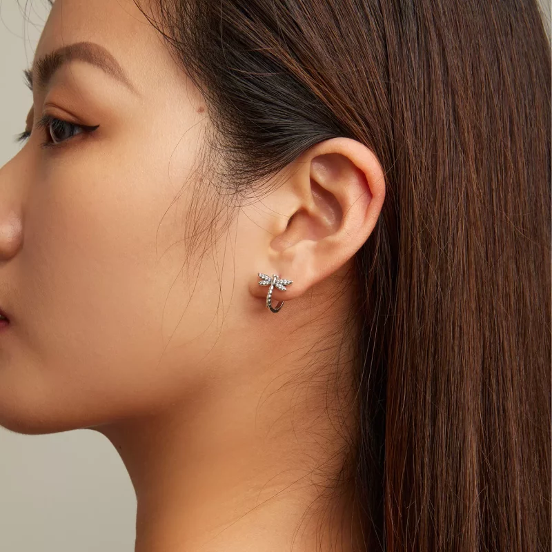 (imagen para) Aretes de aro estilo Pandora con libélulas - SCE1511 - Ver 6