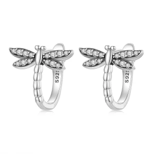 (imagen para) Aretes de aro estilo Pandora con libélulas - SCE1511