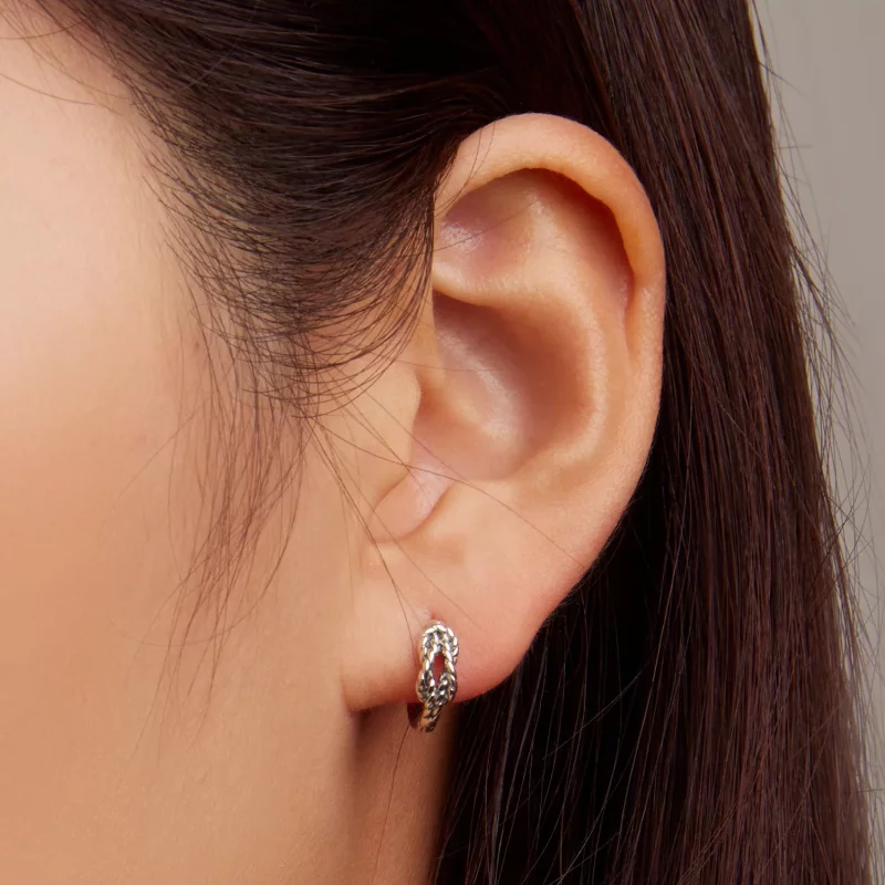 (imagen para) Aretes de aro estilo Pandora con nudo - SCE1523 - Ver 5