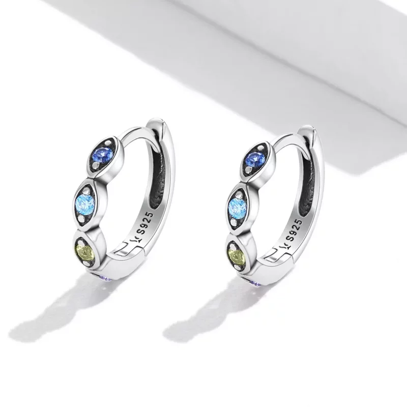(imagen para) Aretes de aro estilo Pandora con ojo de diablo - SCE1358 - Ver 2