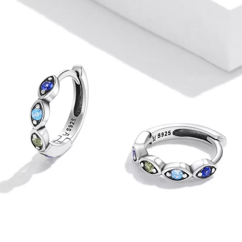 (imagen para) Aretes de aro estilo Pandora con ojo de diablo - SCE1358 - Ver 3